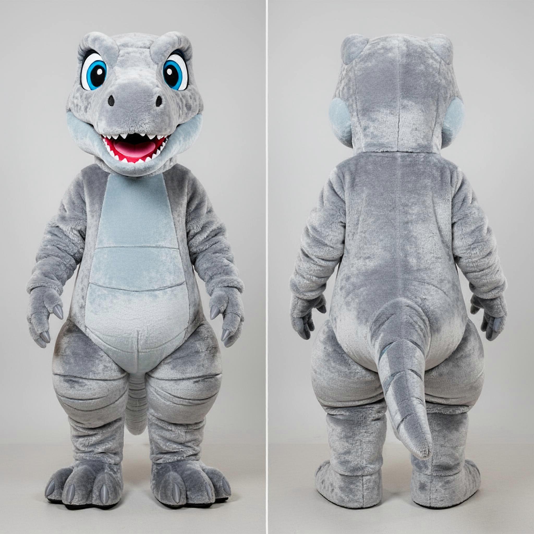 MASTICOT Silver Cartoon Utahraptor Mascot