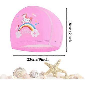 2 pezzi Cuffia da nuoto per bambini, bellissima cuffia da doccia elastica in PU con motivo a cartoni animati, cuffia da nuoto con motivo rivestito, compatibile con ragazzi e ragazze