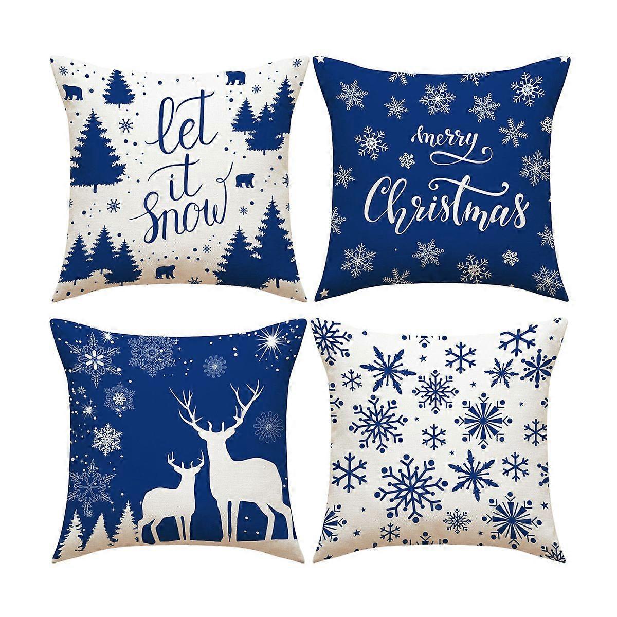 Festive Snowflake Linen Pillow Set