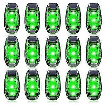 Luz de seguridad LED de 15 piezas, luces estroboscópicas intermitentes con clip para corredores, bicicleta, caminar, alta visibilidad, verde