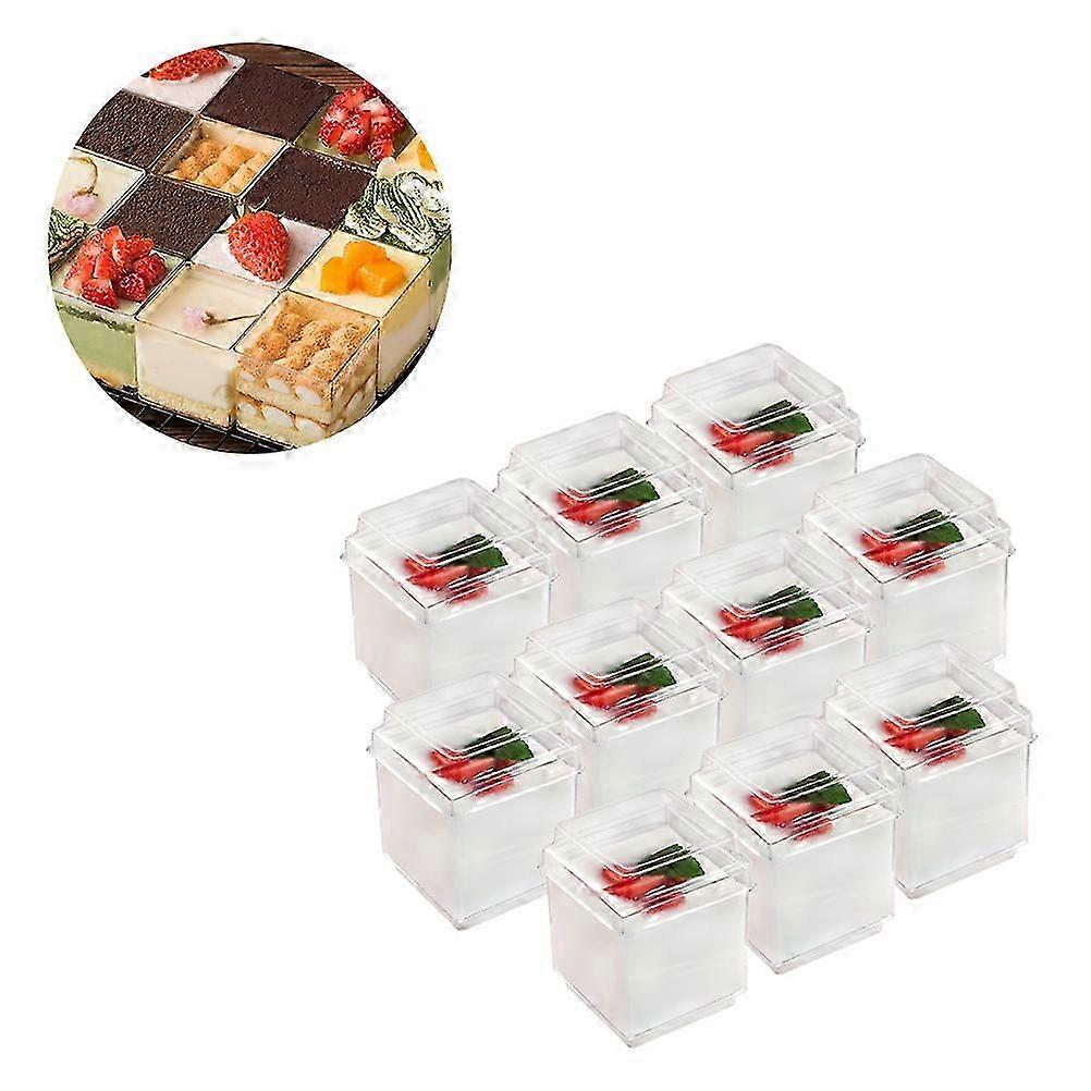 Transparent Mousse Cups Square Container for Dessert Storage 40Pcs