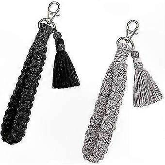 Key & Car Key Storage, Handmade Carabiner Key Ring for Women, Pack of 2 (Black and Purple)