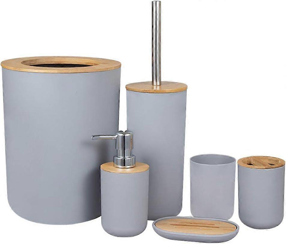 Bamboo Plastic Bathroom Accessories Set Elegant Practical