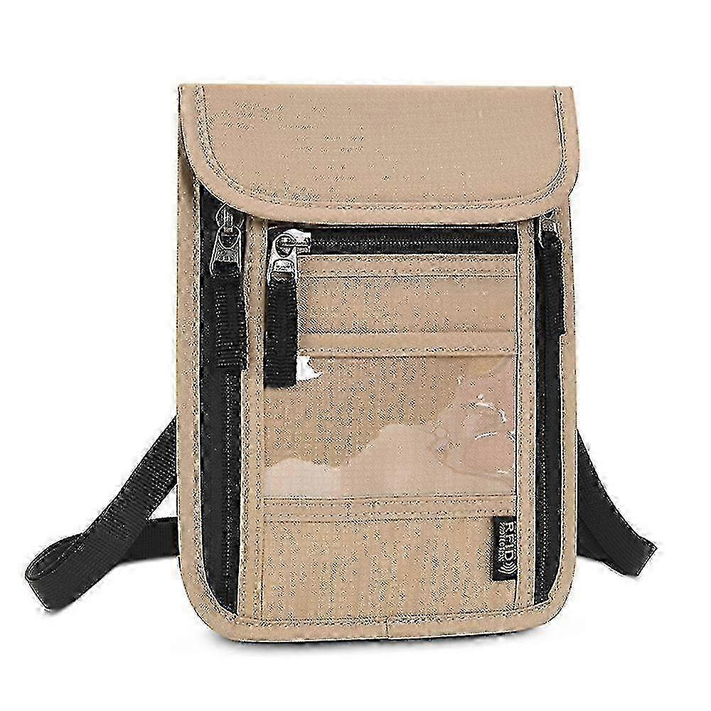 Portable Multifunction Passport Holder Neck Pouch RFID Blocking with Adjustable Strap