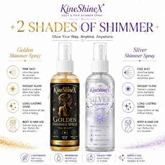 100ml Body Glitter Spray Duo Gold and Silver