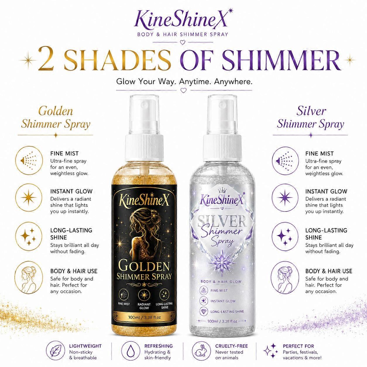Stage Performance Body Glitter Spray Gold and Silver