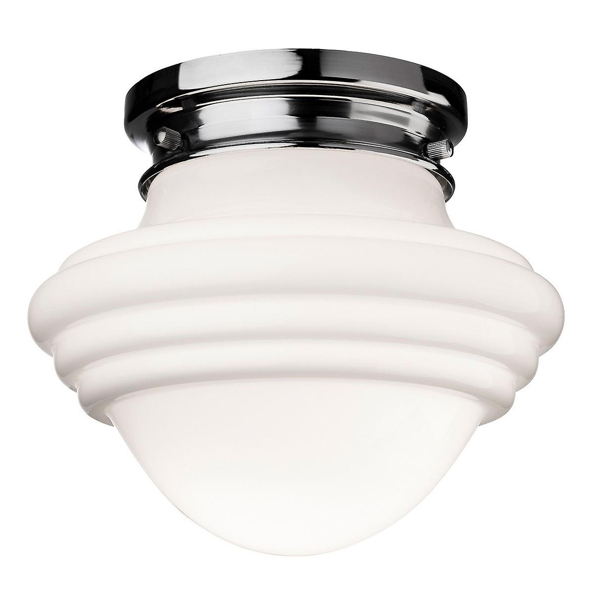 Firstlight Art - 1 Light Flush Light Chrome, Opal White Glass, E27