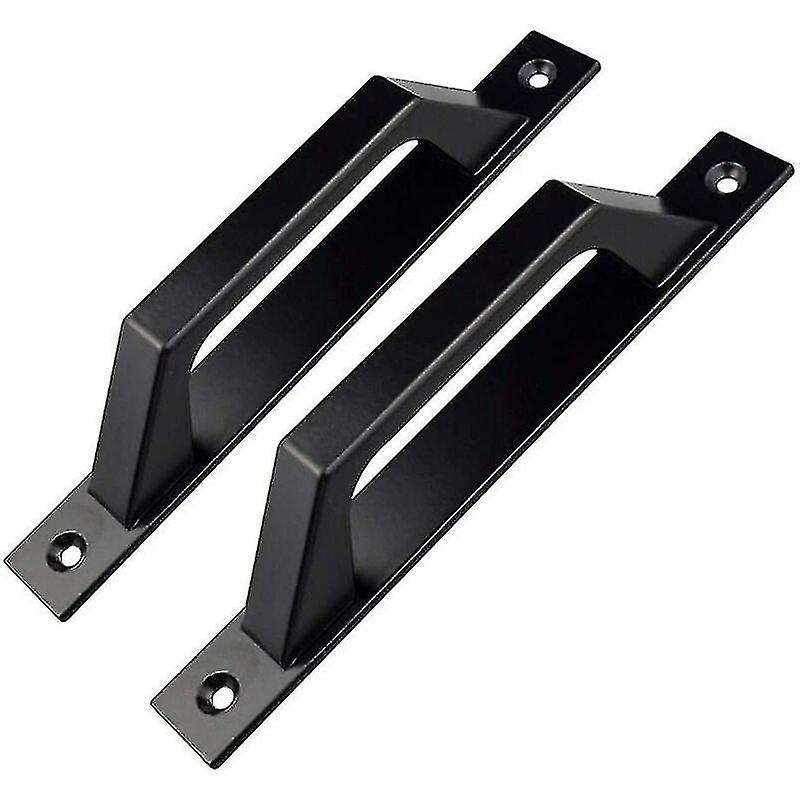 Black Garden Gate D Shape Door Handle 200mm  2pcs