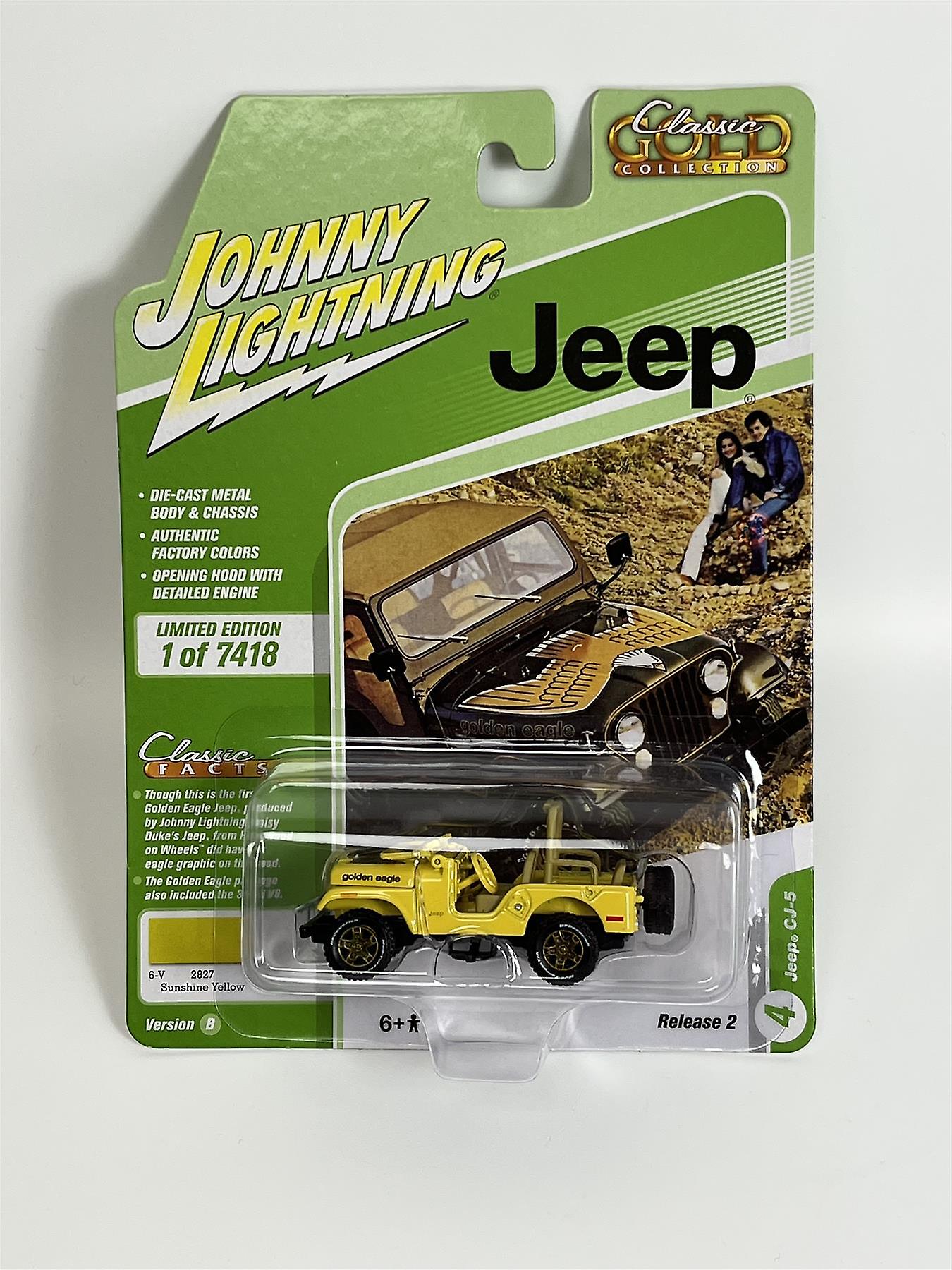 Jeep CJ5 Sunshine Yellow 1:64 Scale Johnny Lightning JLCG025B