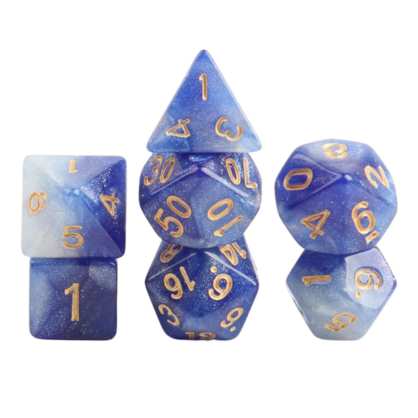7x Polyhedral Dice Party Game Dice Game for DND Table Game Star Dark Blue