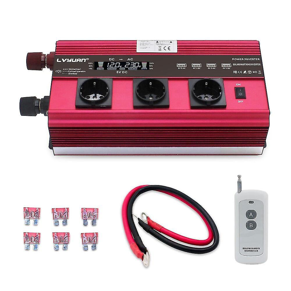 5000w Power Inverter Dc 12v/24v To Ac 220v 230v 240v Converter Supply Solar Lcd Screen Voltage Display Remote Control Eu Socket