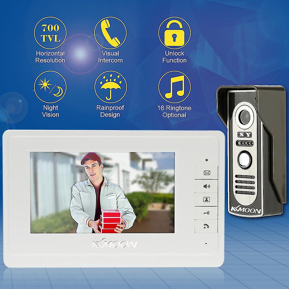 White Kkmoon Wired Video Door Phone System Visual Intercom