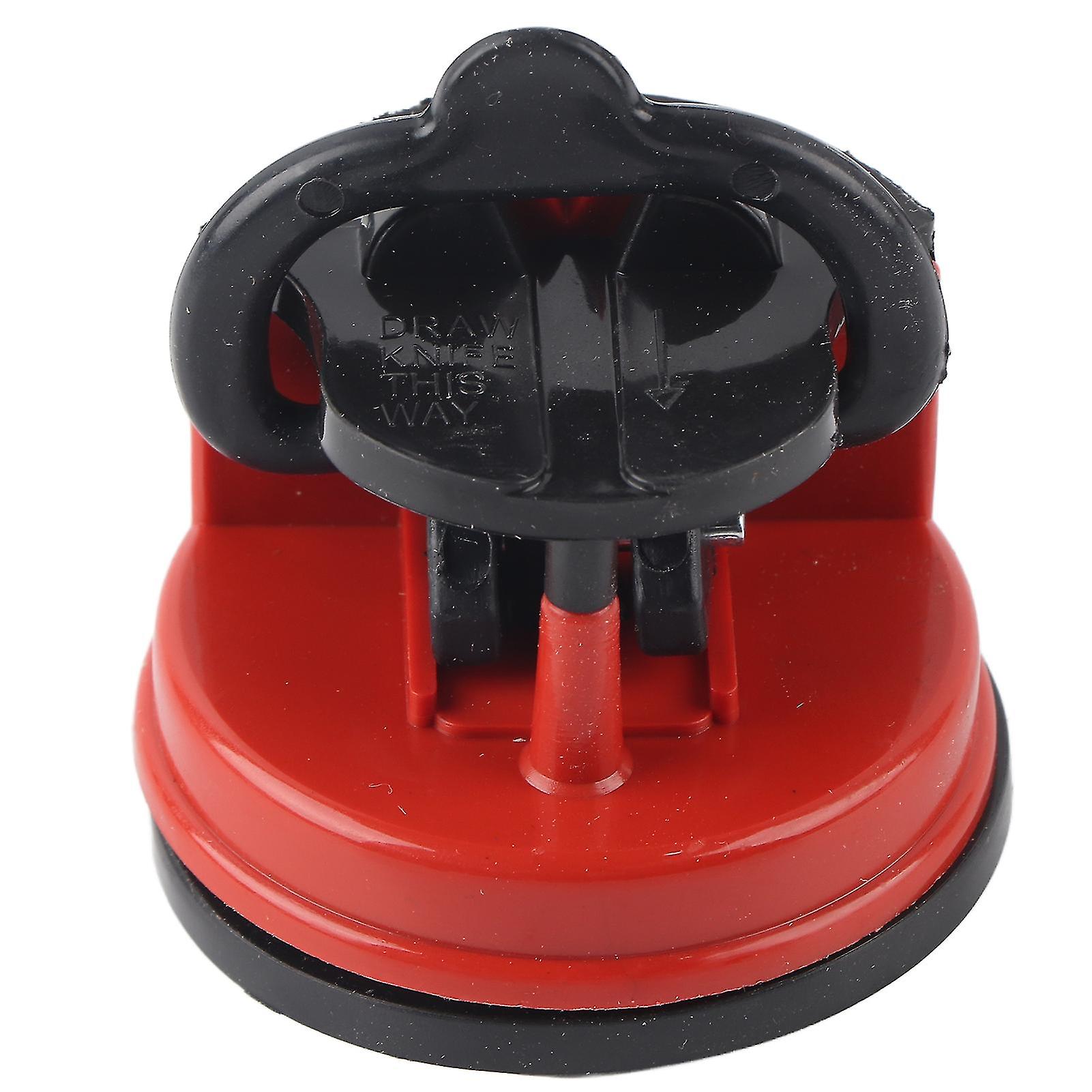 Knife Sharpener Manual Scissor Sharpener Knife Sharpening Tool with Suction Cup for KitchenRed