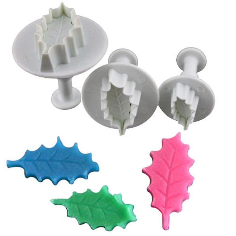 3pcs Leaf Cookie Plunger Cutter Fondant Sugarcraft Mold Cake Decorating Tool