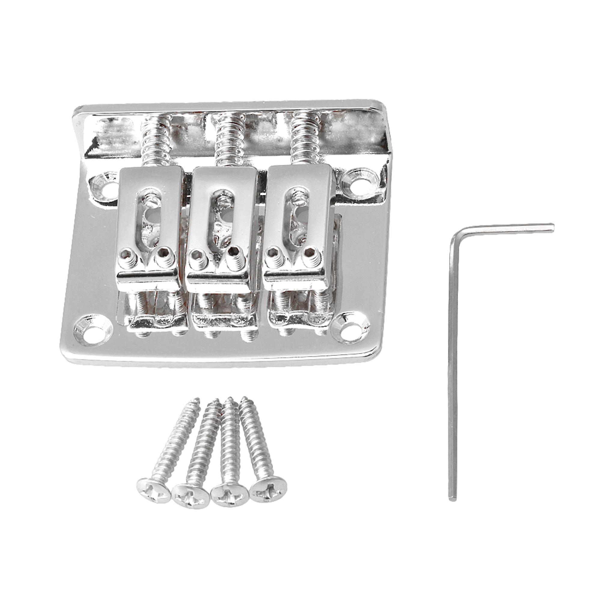 Silver Zinc Alloy Cigar Box Electric Guitar 3 String Bridge with Screws