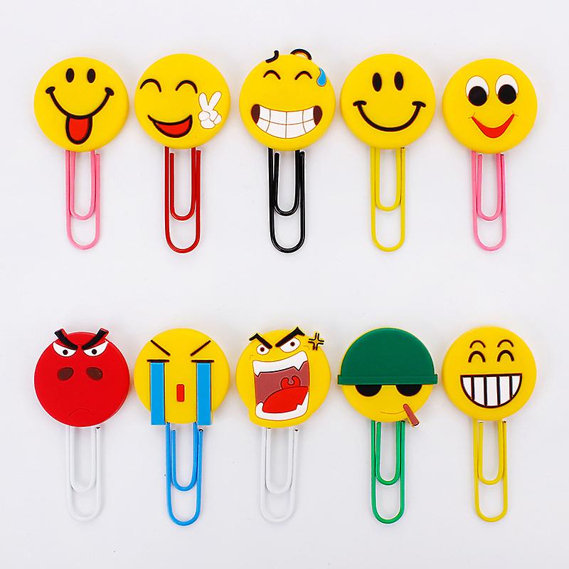 10pcs Cute Emoji Bookmarks, Funny Paper Clip Bookmark, Novelty Emoticon  Book Marker For Kids, Girls, Boys, Student