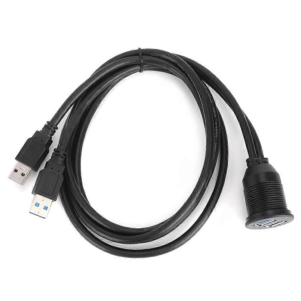 Dual USB3.0 Data Cable Dashboard Flush Mount Panel Extension Line Waterproof 1 meter/39.4in