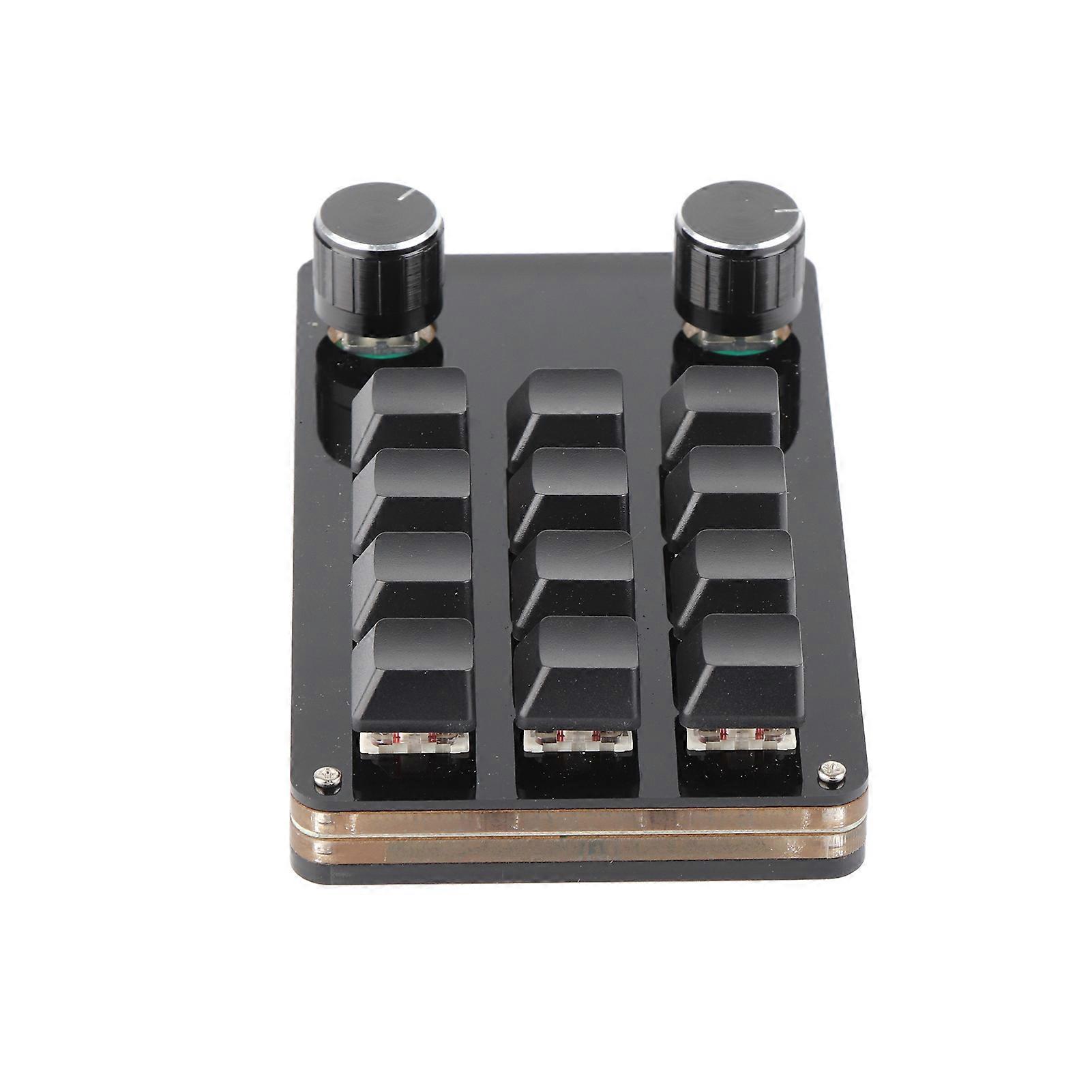 Red Switch Macro Keyboard Plug and Play Ergonomic Customized Knobs USB Mini Keypad for Desktop PC 12 Keys 2 Knobs 