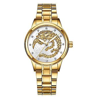 Fashion Dragon Phoenix horloge waterdichte lichtgevende gouden quartz horloges ultradunne stalen band luxe zakelijke liefhebbers polsklok