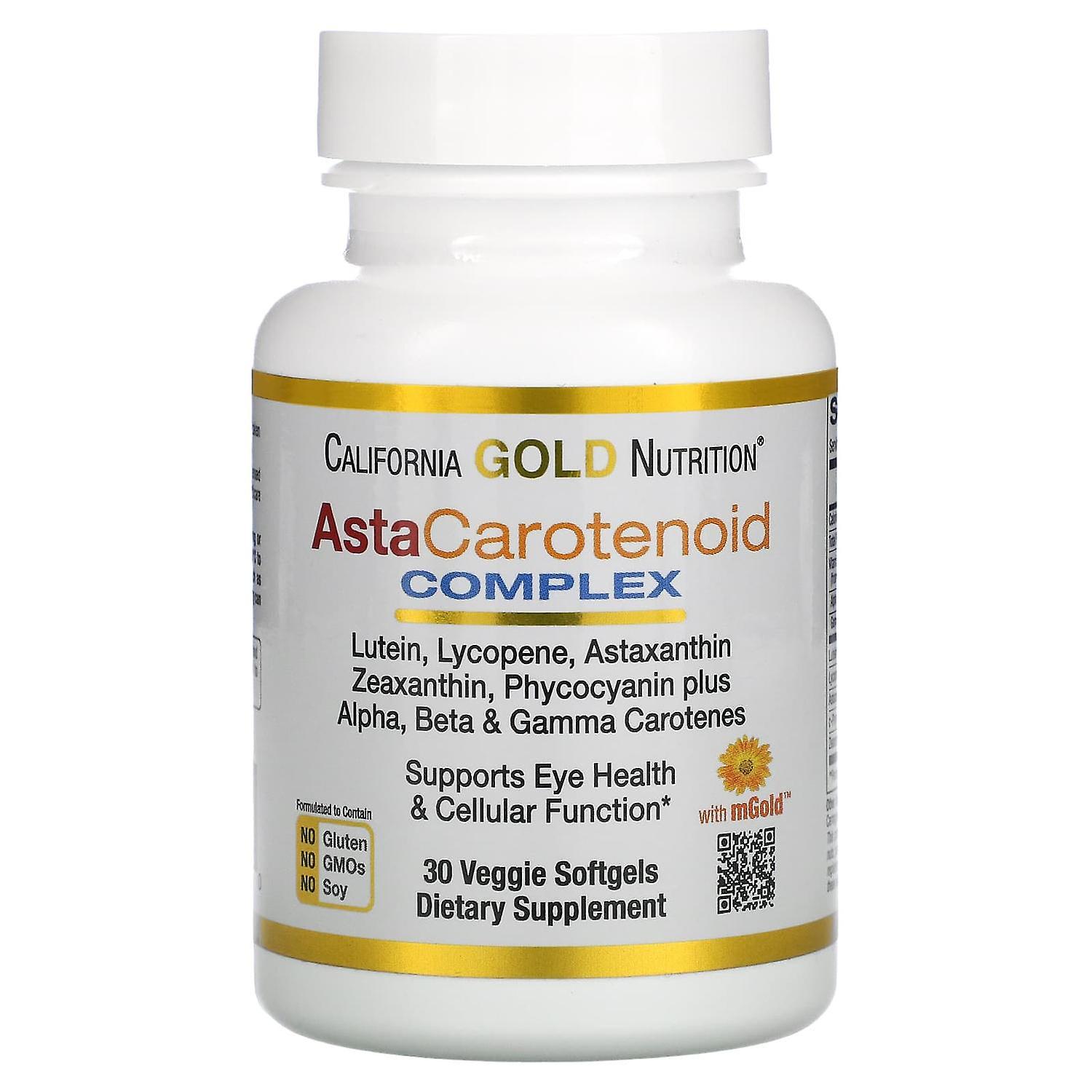 California Gold Nutrition, AstaCarotenoid Complex, Lutein, Lycopene, Astaxanthin Complex, 30 Veggie