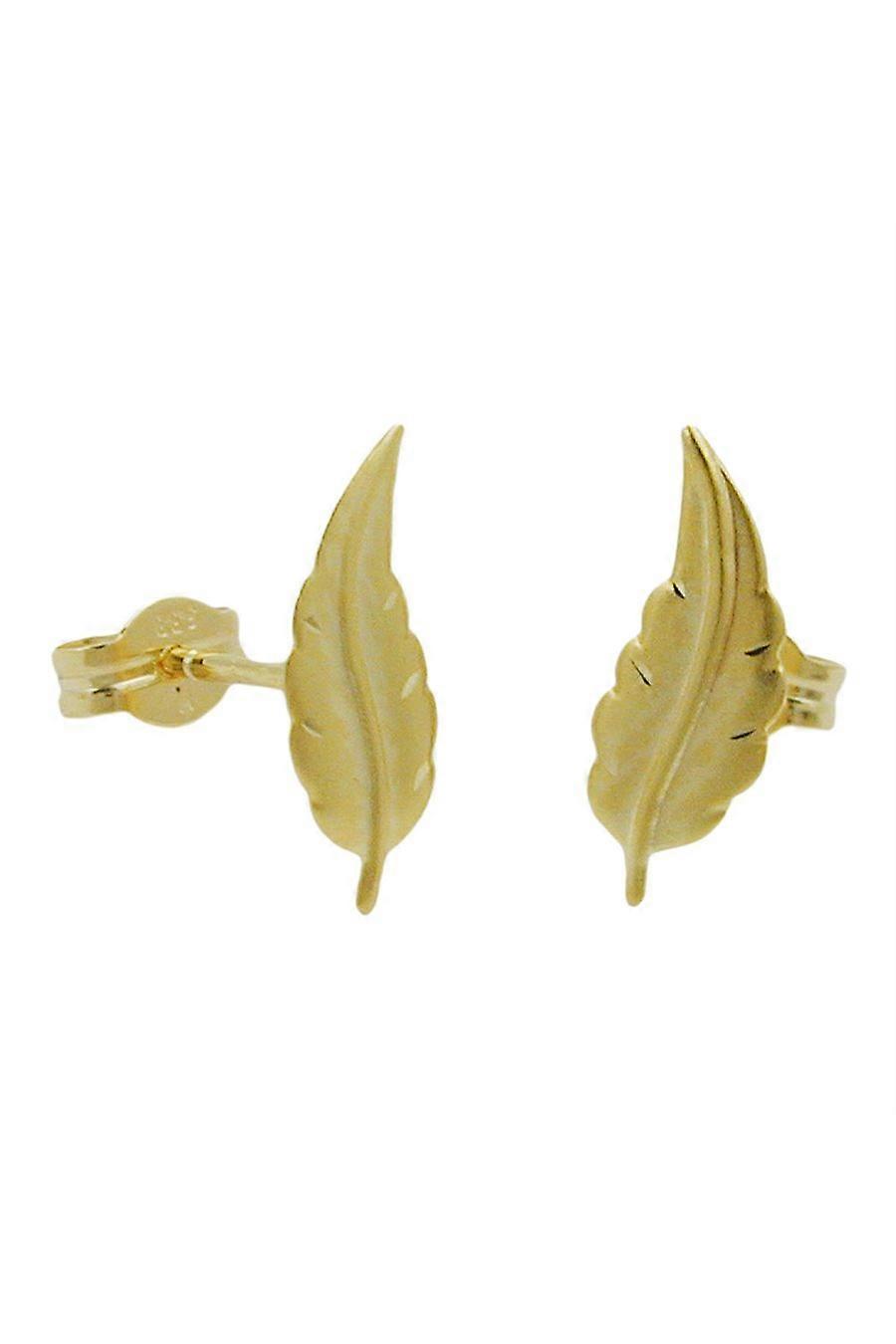 Stud Earrings Matte Finished Leaf 8k Gold - Gl431084