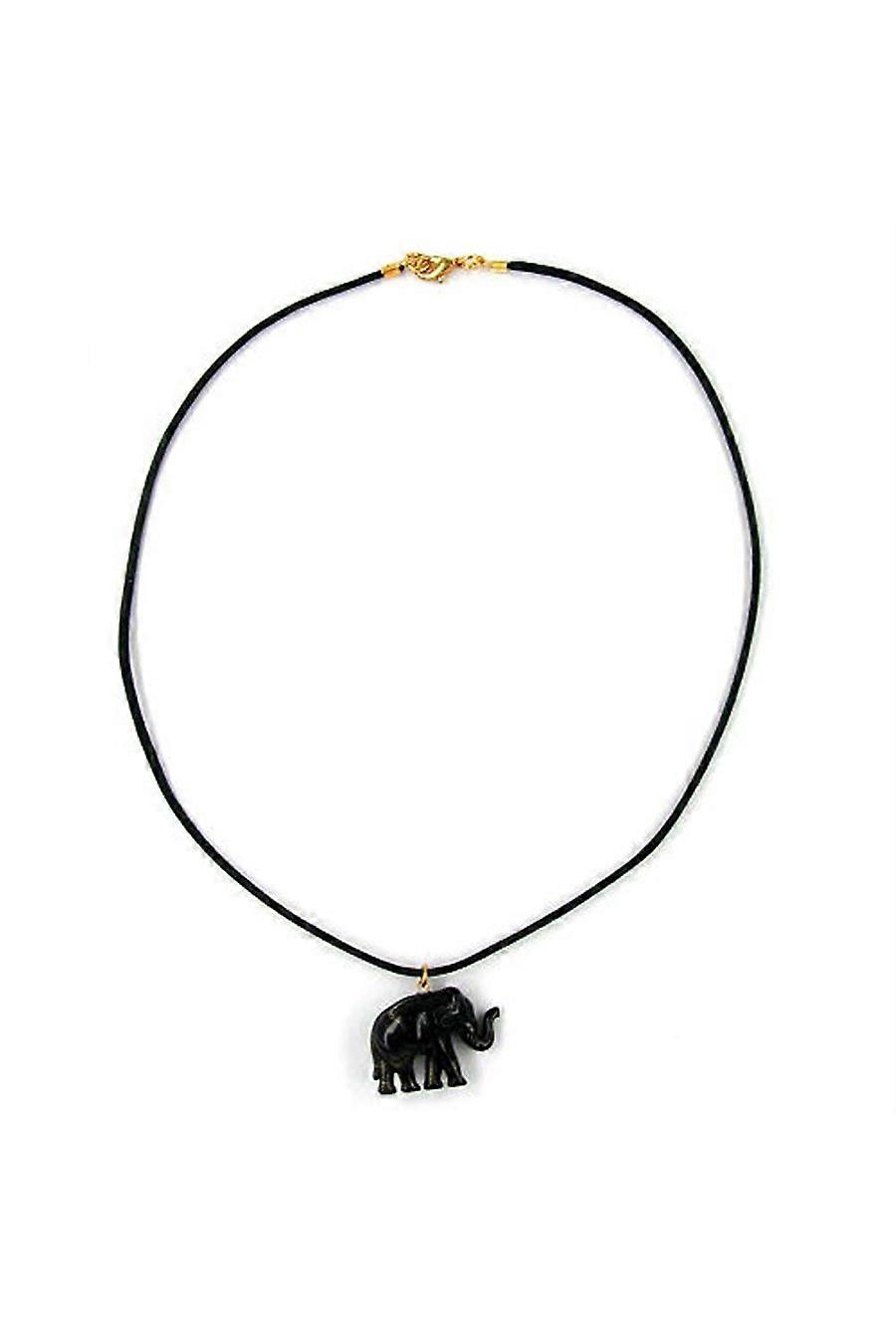 Necklace Tiny Elephant Black-gold - Gl06280