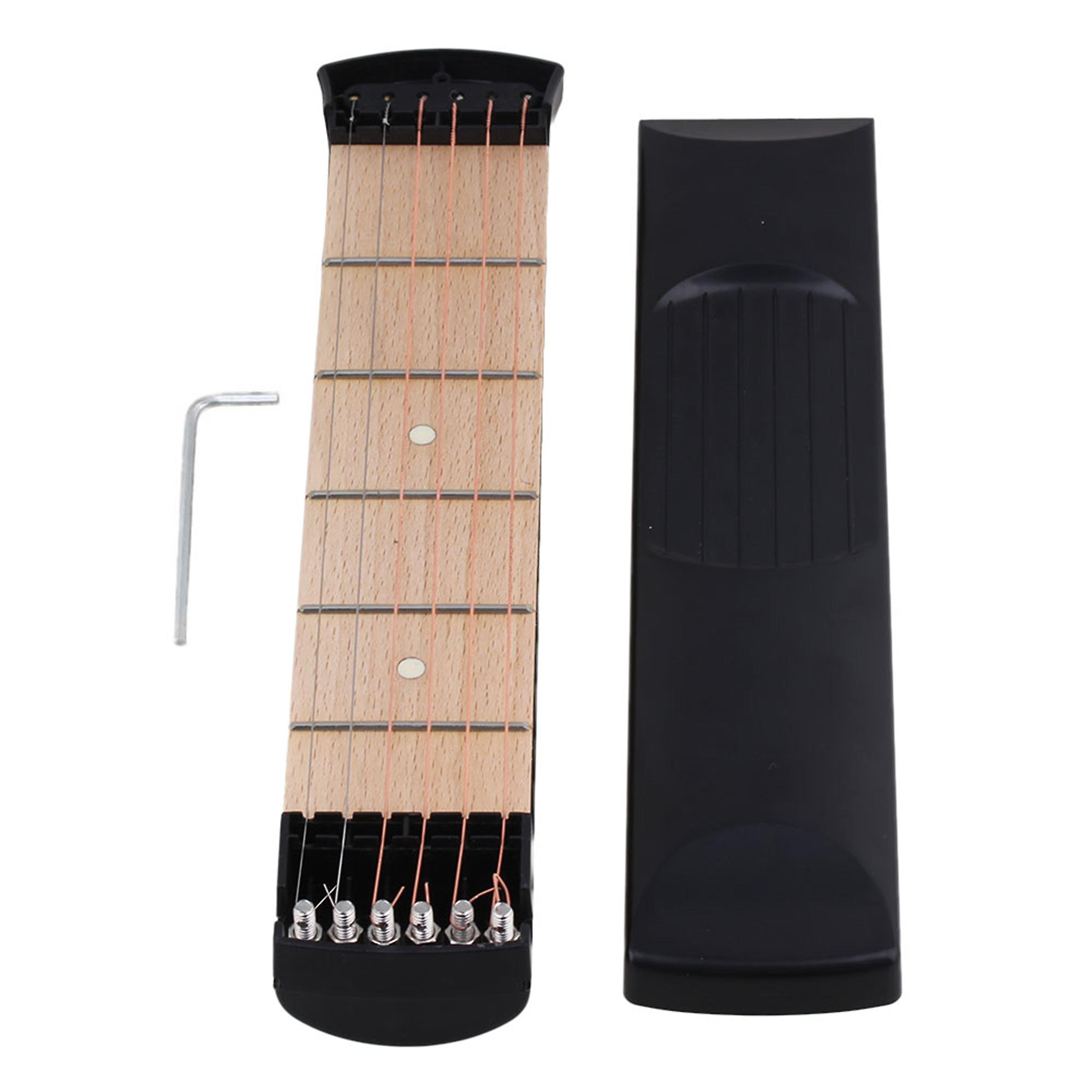 255x50mm Black Left Handed Pocket Guitar 6 Strings 6 Fret with Case