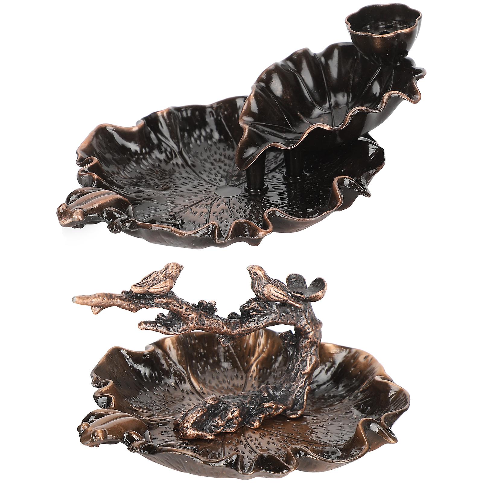 Lotus Backflow Incense Burner Cone Stick Holder Frog Branch Set Buddhist Meditation Decor