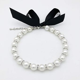SBMLV-Pearls Dog Necklace Collar Jewelry for Small Dogs Puppy - Bling Rhinestones Cat Wedding Collar for Pets - Cute Teacup Chihuahua Yorkie GirlS