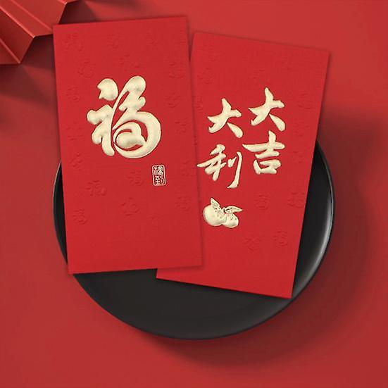 10Pcs Red Envelope 2024 Chinese New Year Lucky Money Packets with Labels And Slots for Spring Festival