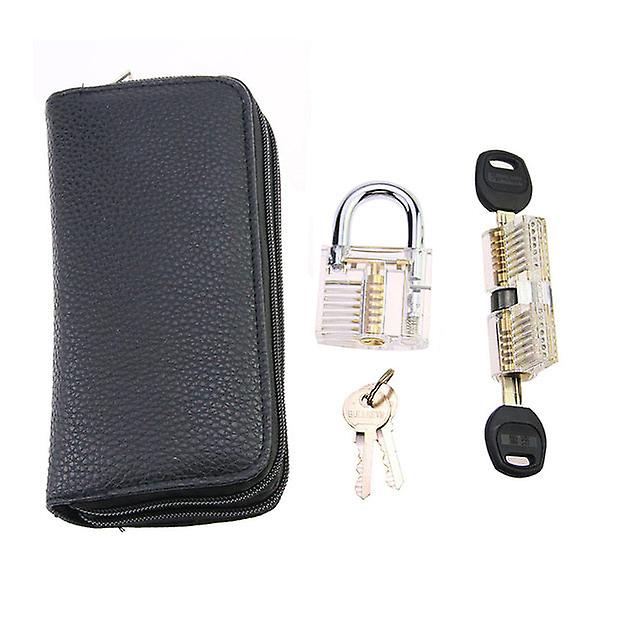 24Pcs Titanium Lock Set With 2pcs Transparent Lock,lock Practice Pick Remove Tool Kit For Professional Locksmith