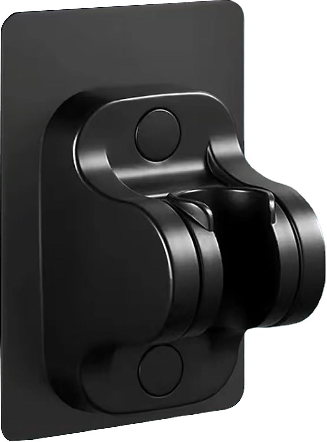No Drill Shower Head Holder - Strong Adhesive - Adjustable Angle - Black