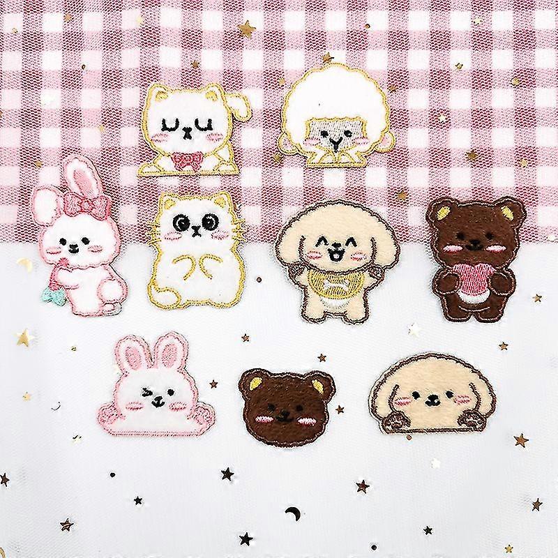 Patch de broderie de lapin en peluche 9 pices