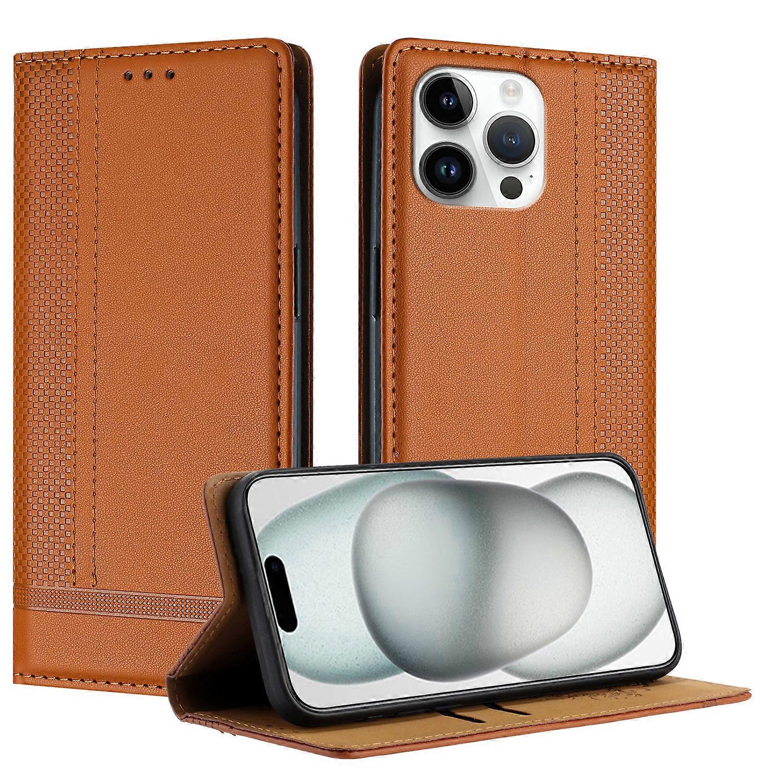 Case For iPhone 14 Pro Max, Vintage Stitch Leather Wallet Case Card Slot Kickstand Magnetic Closure Shockproof Flip Folio Case Cover