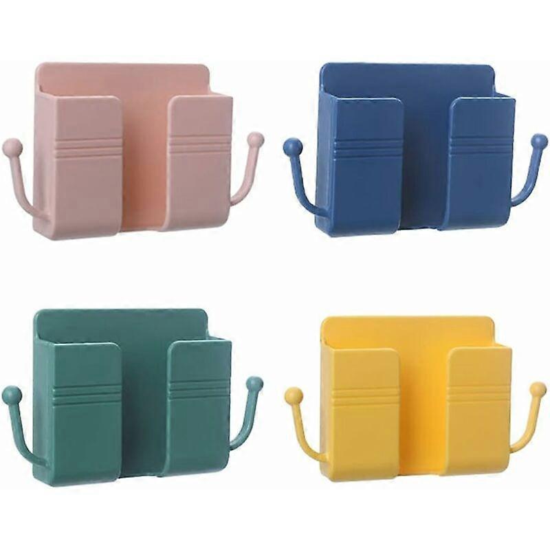 4Pcs Phone Charging Holders Wall Phone Charging Holder Adhesive Remote Control Storage Box for Bedroom Kitchen Bathroom Office