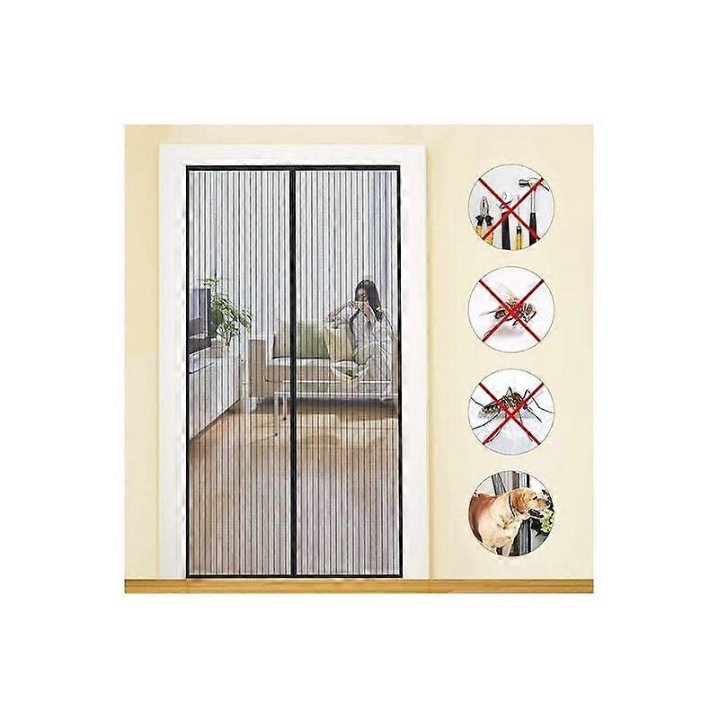 Magnetic Mosquito Net Door, Fine Mesh Magnetic Mosquito Net, Anti-Fly and Anti-Insect Curtain, Automatically Closing (Black 80x200cm)