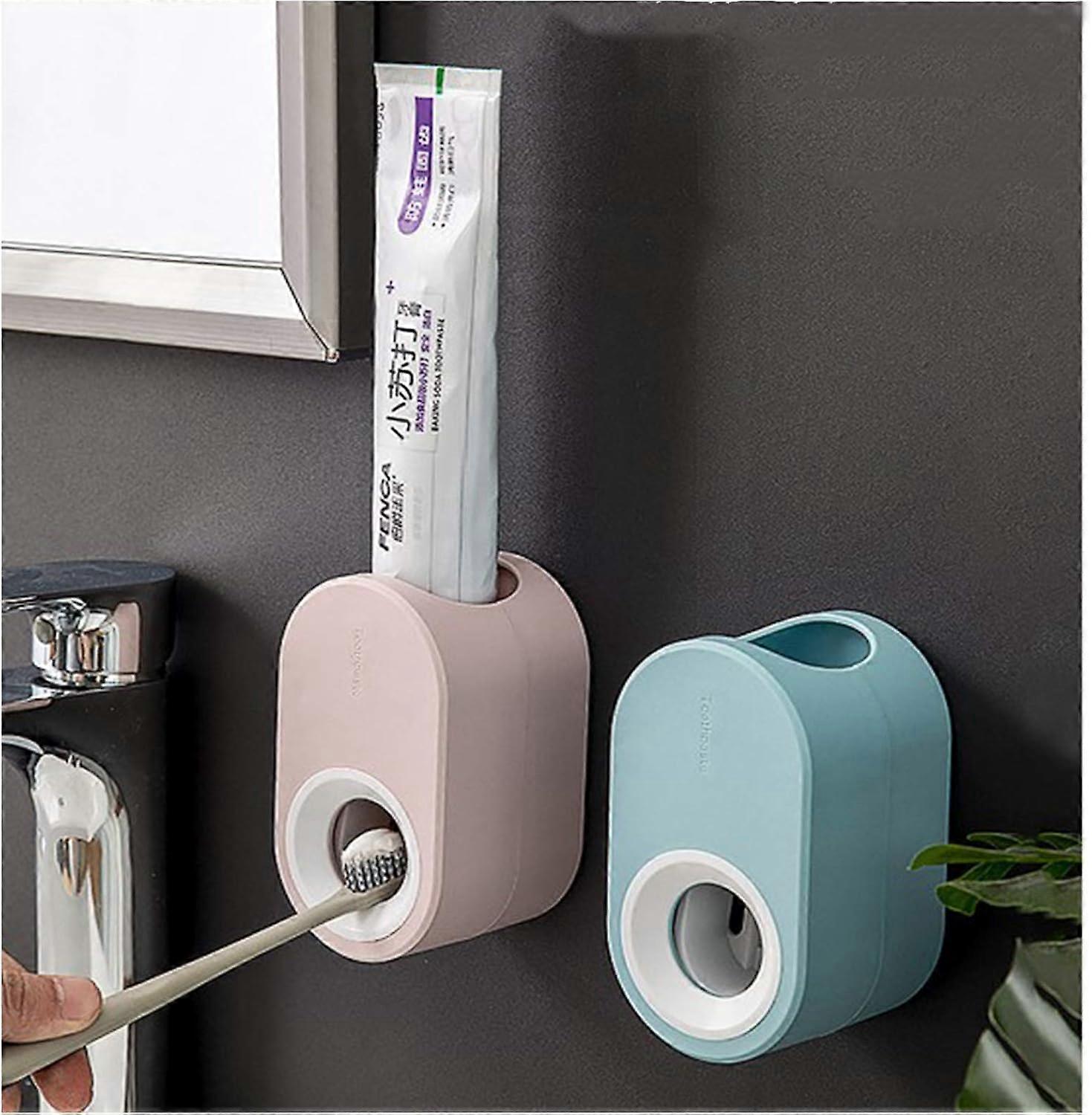 2 Pices Distributeur Automatique de Dentifrice Mains Libres Mural, Presse-Dentifrice Automatique, Ensemble D'accessoires de Salle de Bain Mural Multif