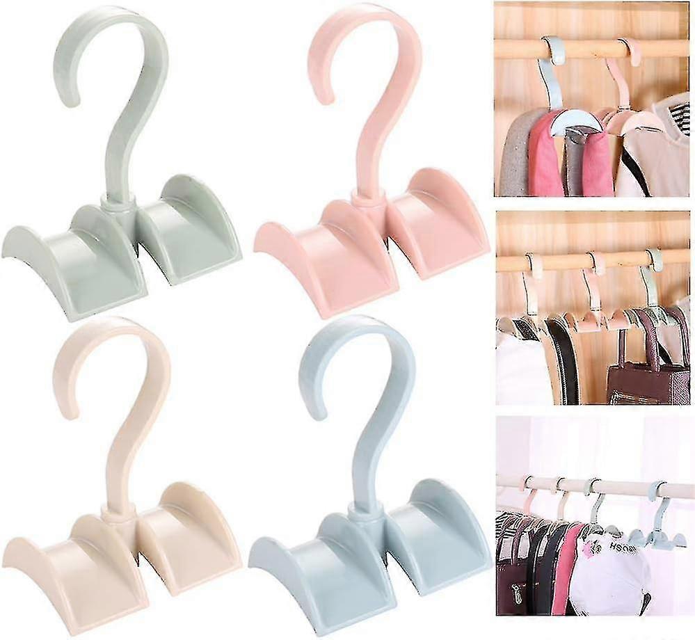 4-pack Swivel Tie Hooks Storage Bag Holder Hook Rack Hooks Clothes Hanger