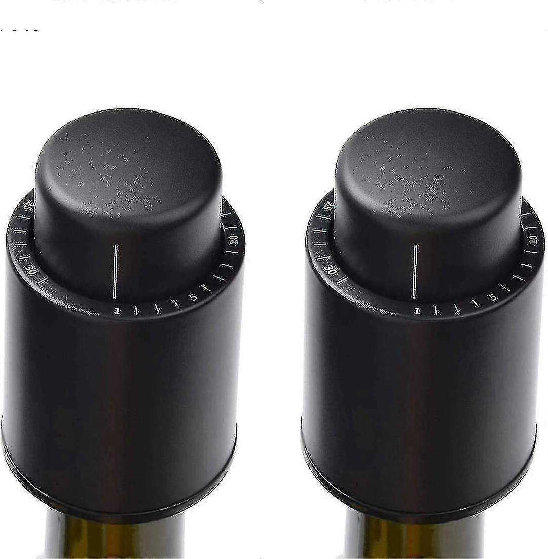 Sunrain 2 Pack Wine Bottle Stopper Vacuum With Time Scale Record, Vacuum Champagne Stoppers, Reusable Wine Preserver Bottle Saver, Wine Corks Keep Fre