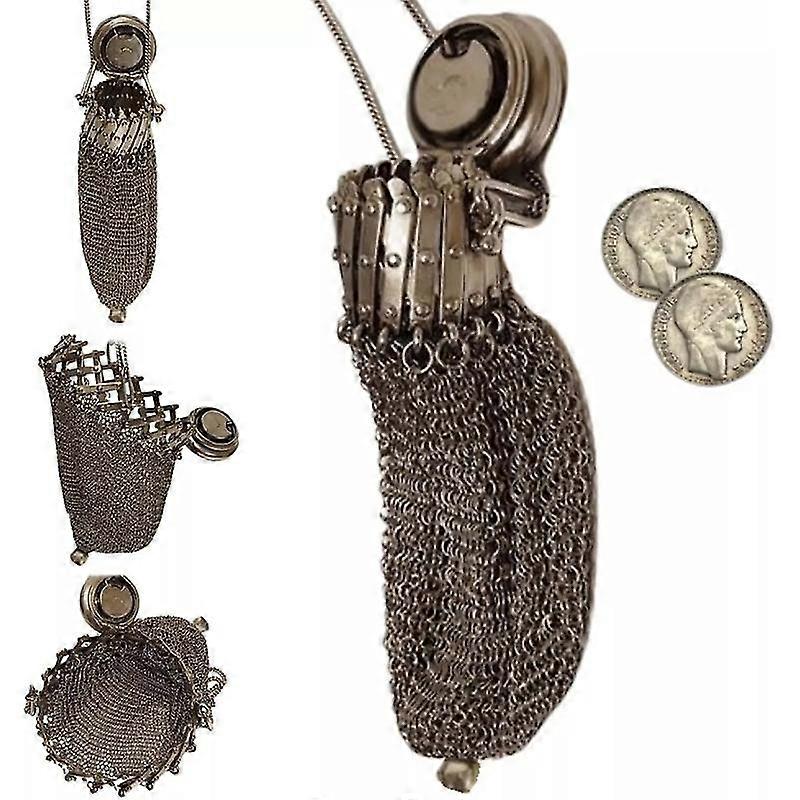 Håndlaget engelsk myntpung fra 1920-tallet, viktoriansk myntpung i sterlingsølv