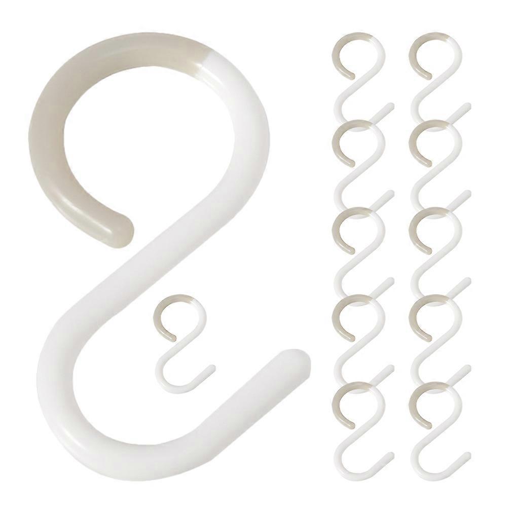 12pcs S-shaped Hooks Plastic Hanging Keys Hooks Bathroom Towel Holder Kitchen Hooks (L)