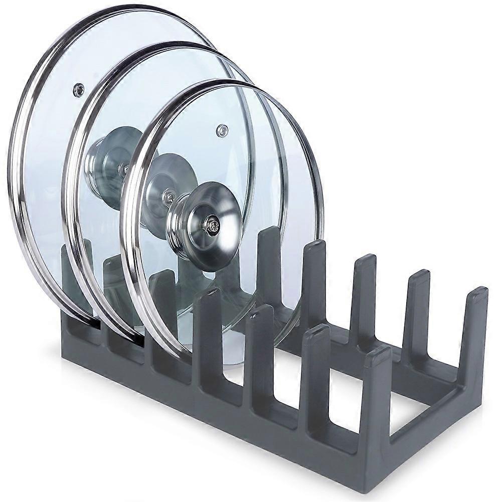 Practical grey plastic organiser for plates and lids