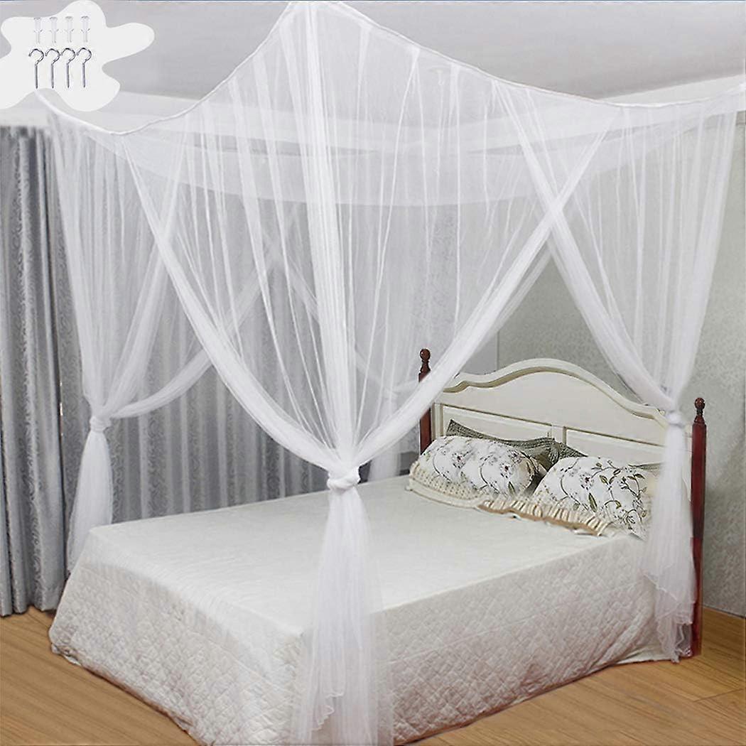 Bed Mosquito Net, Canopy - Four Door Mosquito Net, Fits Most Bed Sizes - White