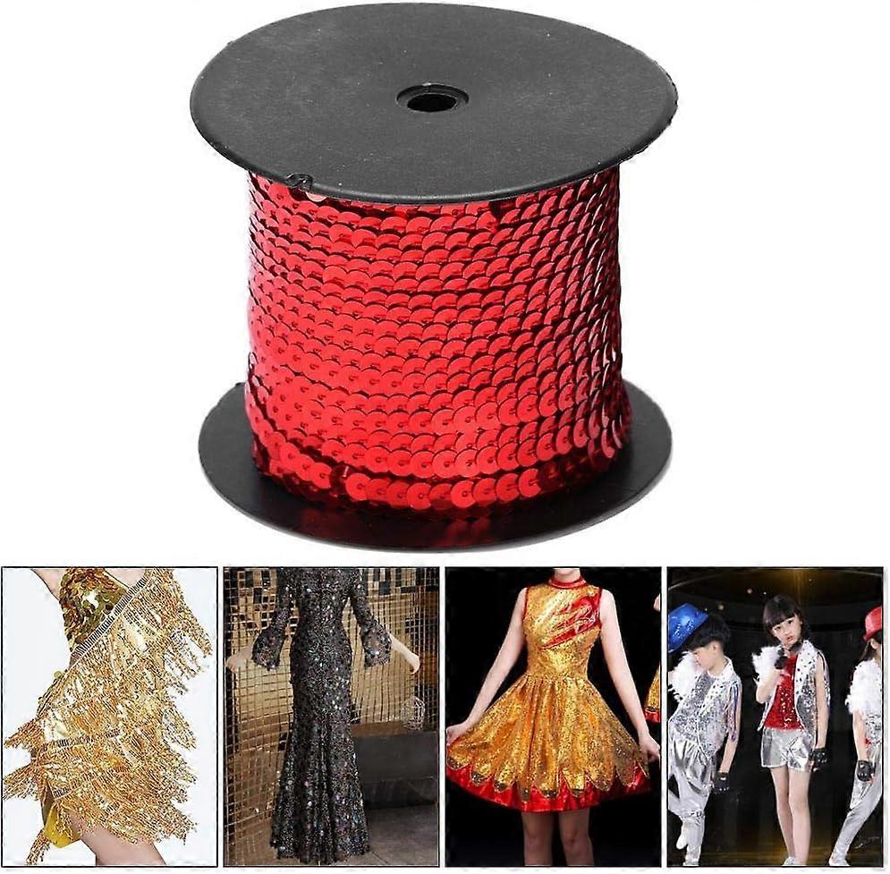 HEEPDD Glitter Ribbons Red Sequin Ribbon Flat String Sequin Trim Sequin String Ribbon Roll for DIY Projects Embellishments Costume Accessories 6 mm x