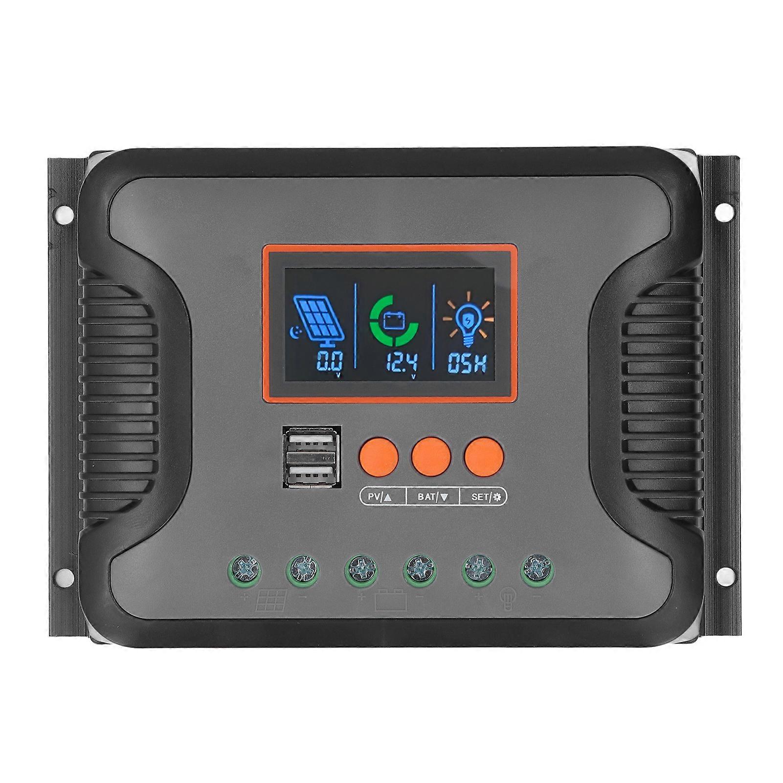 PowMr PWM Solar Charge Controller 60A 12V 24V 36V 48V 2 USB Port Adjustable LCD Display AGM Gel Flooded Lithium Battery NO.3335