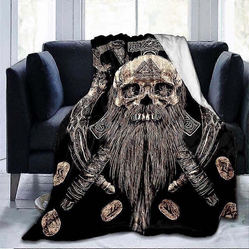 The Vikings Ancient Scandinavian Norse Runes Axes 3D Soft Throw Blanket Lightweight Flannel Blanket