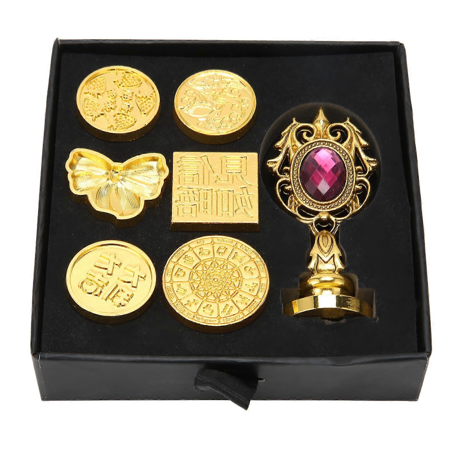 Wax Stamp Seal Retro Style Durable Alloy Carved Pattern Multi Purpose Wax Seal Stamp Kit Envelope Letter Card Making