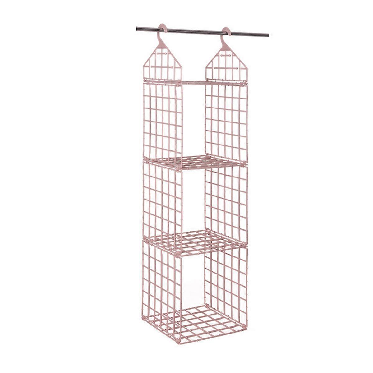 3-5 Tier Separable Adjustable Foldable Hanging Closet Organizers and Storage Basket pink3 specifications