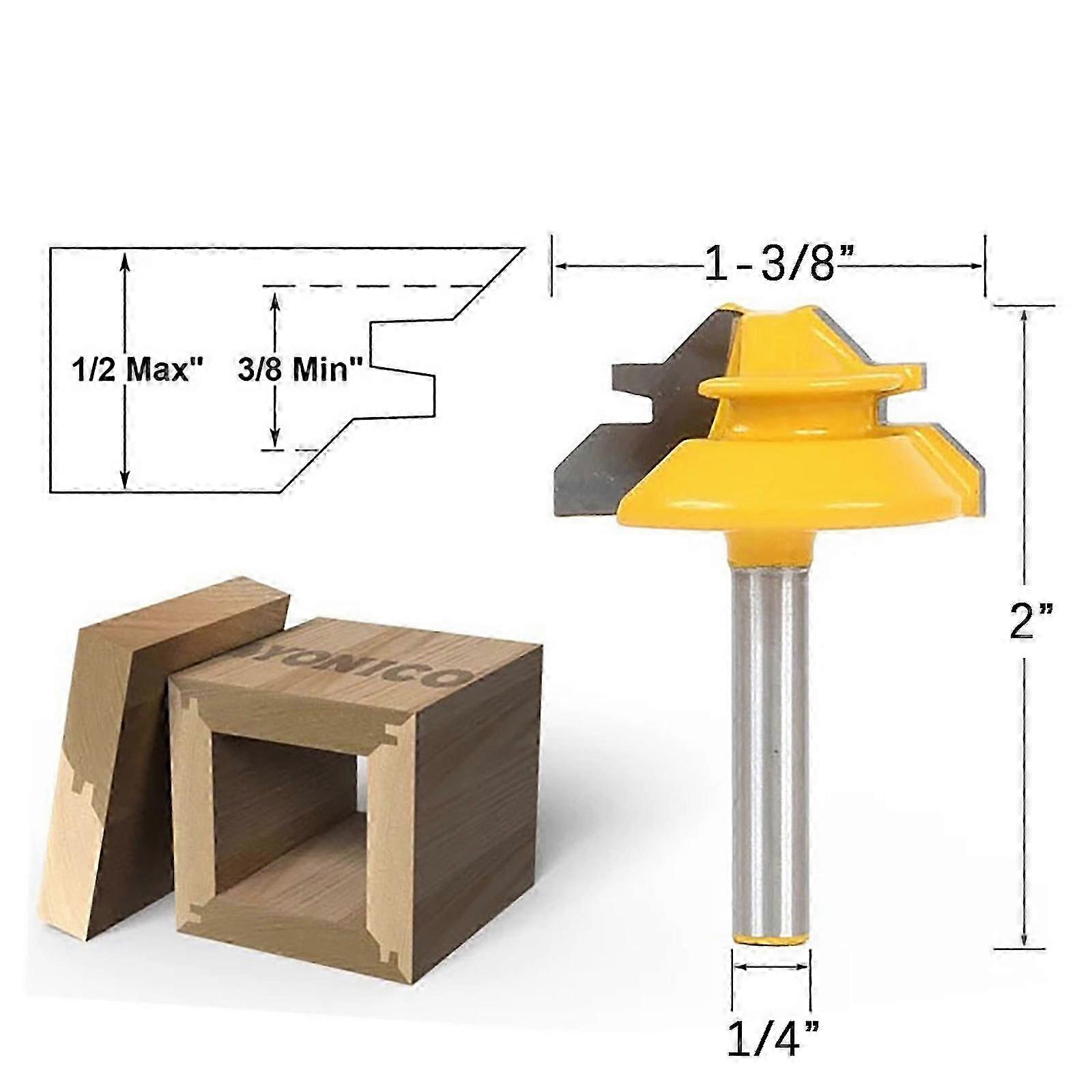 45Degree Lock Miter Router Bit Woodwork Cutter Tool W/1/2 1/4Inch Shank