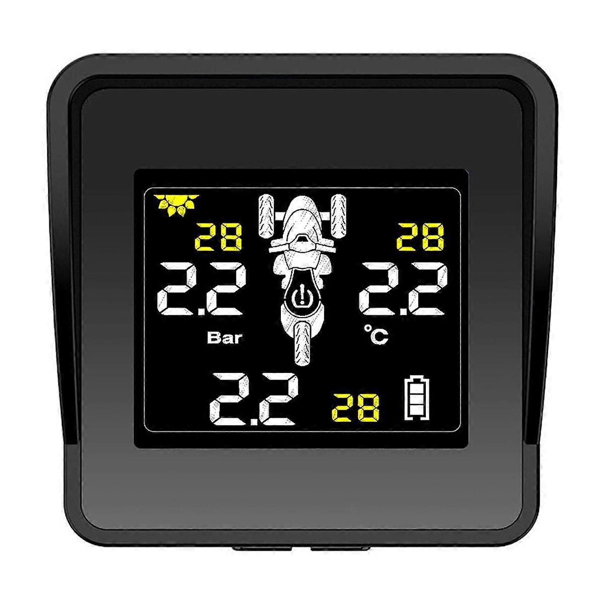 Solar Wireless Tire Pressure Monitoring System Motorcycle TPMS Tire Pressure Monitor LCD Display 3 External Sensors